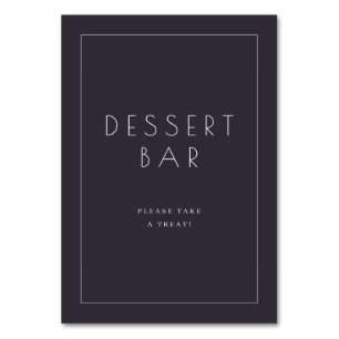 Elegant Charcoal Minimalist Dessert Bar Sign Table Number