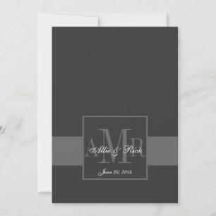 Elegant Charcoal Monogram Wedding Invitation Front