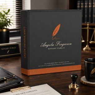 Elegant Charcoal Orange Notary Public Binder