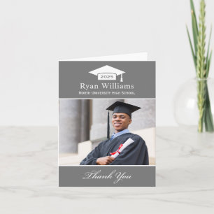 Elegant Charcoal Personalized Graduation Photo Thank You Card