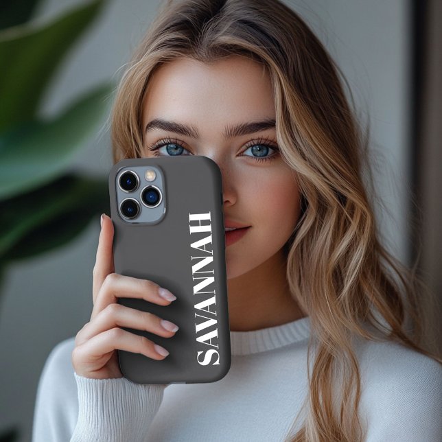 Elegant charcoal personalized name simple  Case-Mate iPhone case (Creator Uploaded)