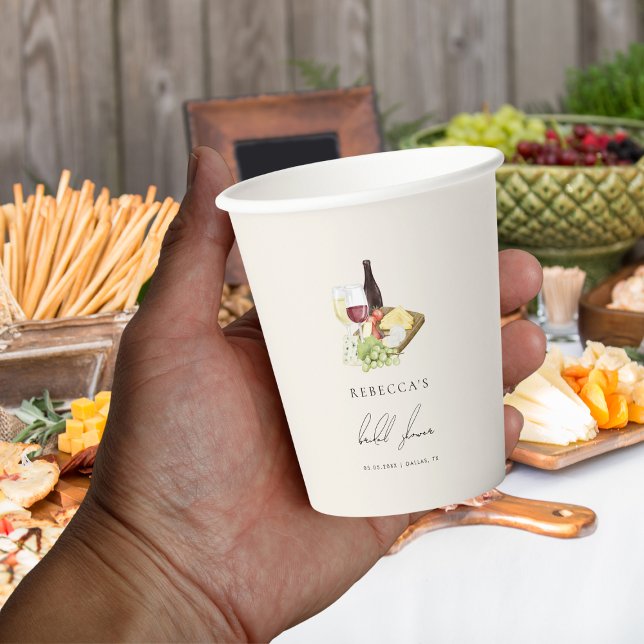 Elegant Charcuterie Wine & Cheese Bridal Shower Paper Cups (Creator Uploaded)