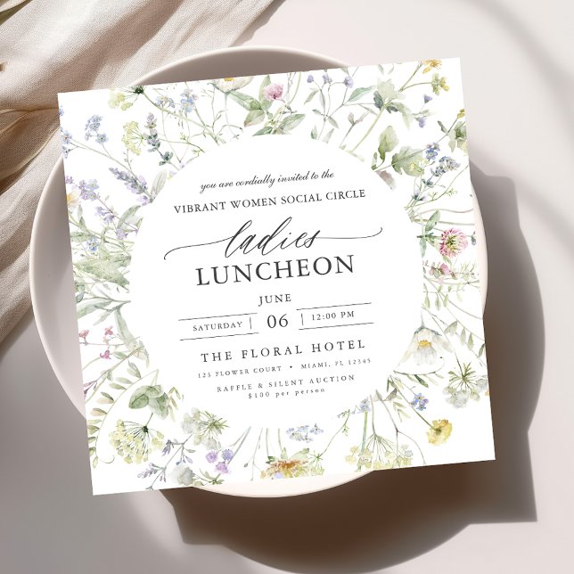Elegant Charity Lunch Floral Wildflowers Invitation (Creator Uploaded)