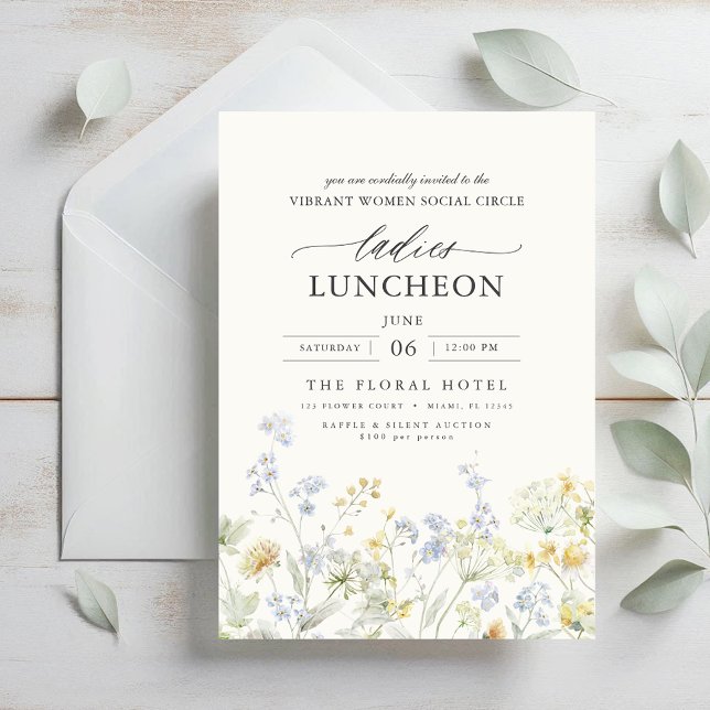 Elegant Charity Lunch Floral Wildflowers Invitation (Creator Uploaded)
