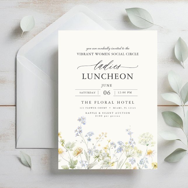 Elegant Charity Lunch Floral Wildflowers Invitation (Creator Uploaded)