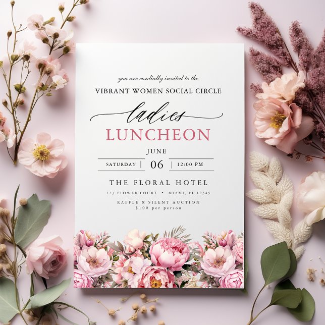 Elegant Charity Lunch Watercolor Floral Invitation (Creator Uploaded)