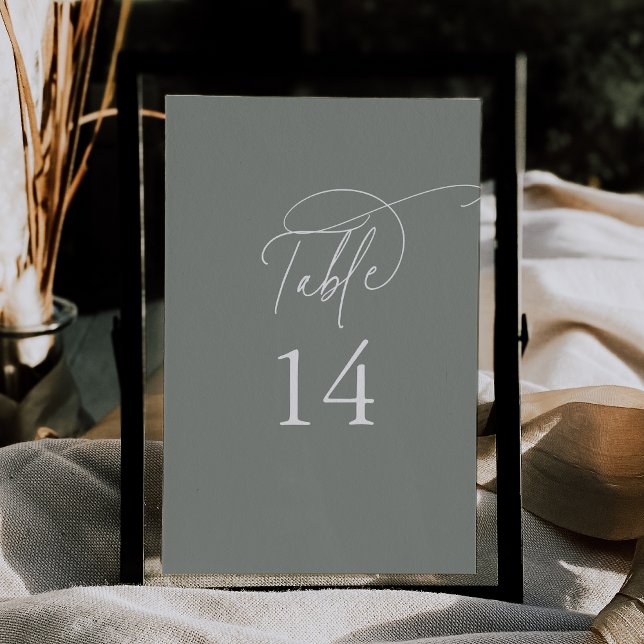 Elegant Charm 5x7" Dark Sage Wedding Table Numbers (Creator Uploaded)