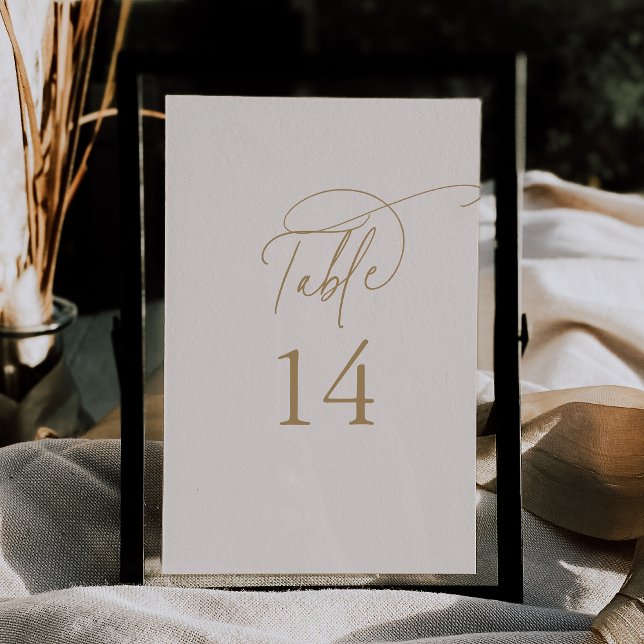 Elegant Charm 5x7 Ivory Gold Wedding Table Numbers (Creator Uploaded)