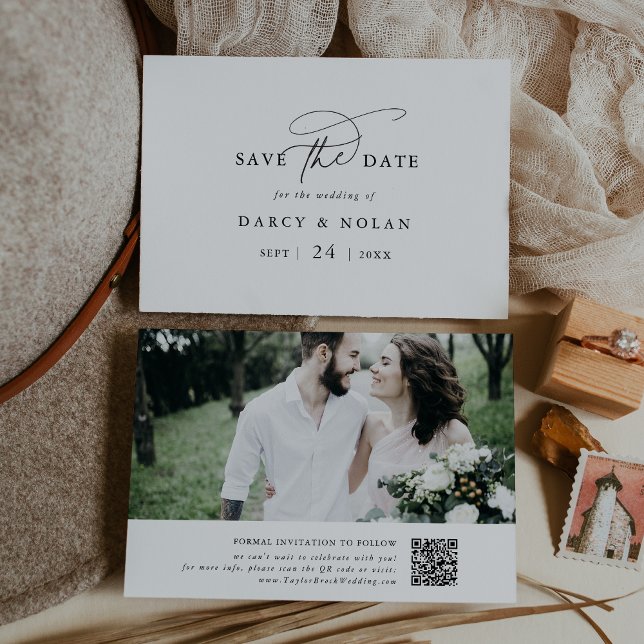 Elegant Charm Black White Wedding Save The Date (Elegant Charm Black White Wedding Save The Date)