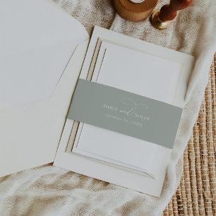 Elegant Charm Green Wedding Invitation Belly Band
