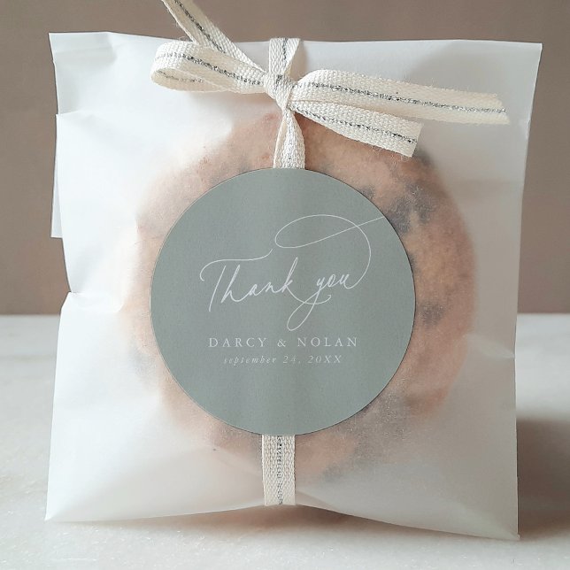 Elegant Charm Green Wedding Thank You Stickers (Creator Uploaded)