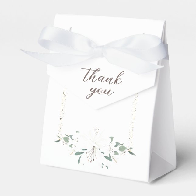 Elegant Charm Green Wildflower Wedding Favor Box (Front Side)