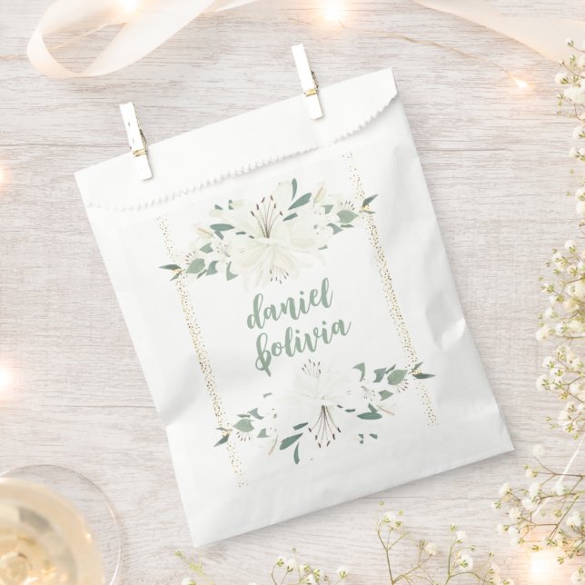 Elegant Charm Green Wildflower Wedding Favour Bag (Clipped)