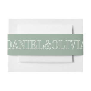 Elegant Charm Green Wildflower Wedding Invitation Belly Band