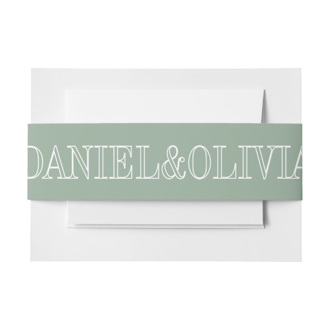 Elegant Charm Green Wildflower Wedding Invitation Belly Band (Front Example)