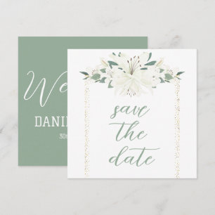 Elegant Charm Green Wildflower Wedding Save The Date