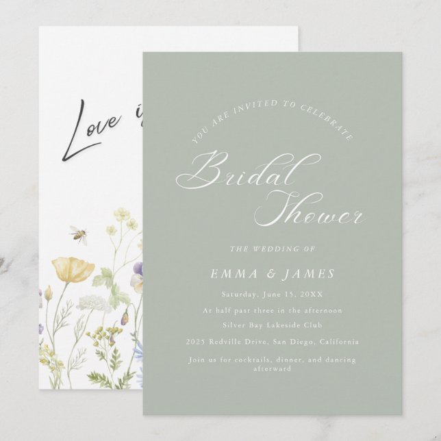 Elegant Charm Ivory & Gold Bridal Shower  Invitation (Front/Back)