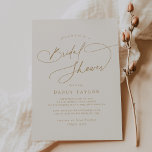 Elegant Charm Ivory Gold Bridal Shower Invitations<br><div class="desc">These elegant charm ivory gold bridal shower invitations are perfect for a simple wedding shower. The modern minimalist design features timeless vintage cream and gold romantic calligraphy with bohemian fairytale style.</div>