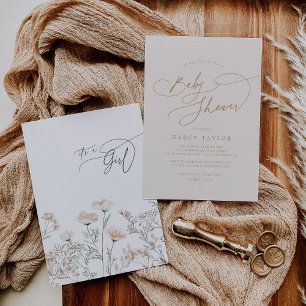 Elegant Charm Ivory Wildflower Baby Shower Invitation