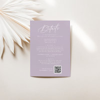 Elegant Charm Lavender Purple Wedding Details Card