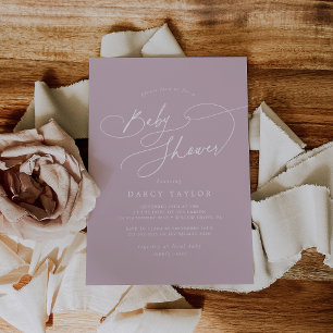 Elegant Charm Lilac Pink Baby Shower Invitations