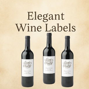 Elegant Charm Love and Cheers Wine Label