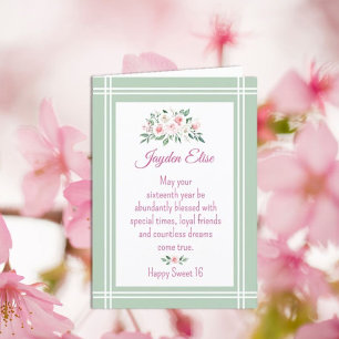 Elegant Charm. Personalized Sweet 16 birthday card