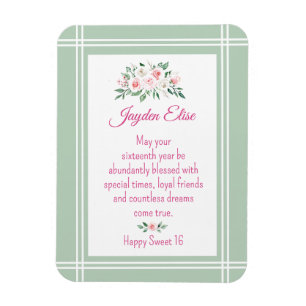 Elegant Charm. Personalized Sweet 16 card magnet