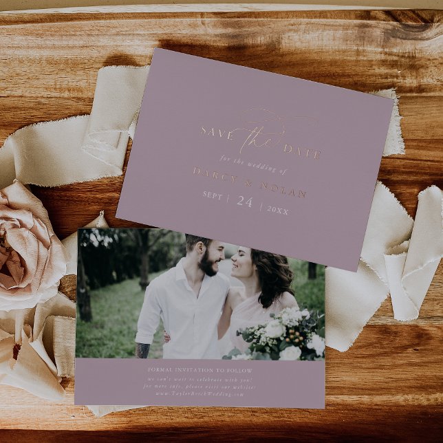 Elegant Charm Pink Rose Gold Foil Save the Date (Elegant Charm Pink Rose Gold Foil Save the Date Foil Invitation)