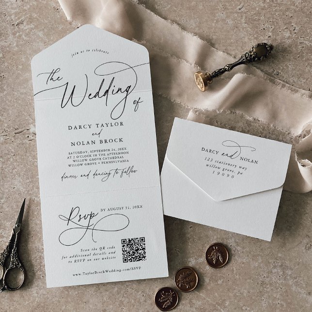 Elegant Charm QR All In One Wedding Invitations (Elegant Charm QR All In One Wedding Invitations)