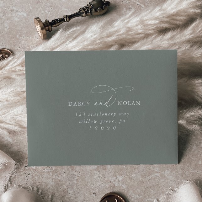 Elegant Charm Sage RSVP Self Addressed Envelope (Creator Uploaded)