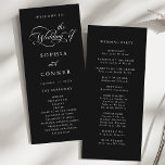 Elegant Charm Script Wedding Ceremony Black Program<br><div class="desc">This black and white wedding ceremony program features elegant,  romantic swirly calligraphy lettering with a formal script. For more advanced customization of this design,  please click the BLUE DESIGN TOOL BUTTON above!</div>