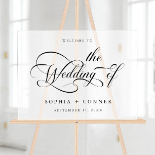 Elegant Charm Script Wedding Welcome Acrylic Sign