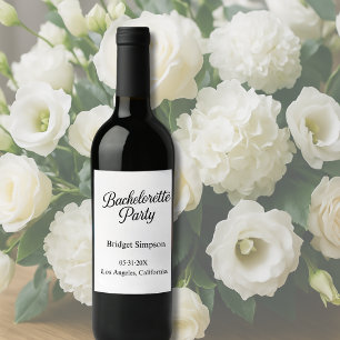 Elegant Charm Timeless Bachelorette party Wine Label