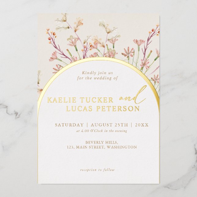 Elegant Charm  Wild Flower Arch Wedding Gold  (Front)