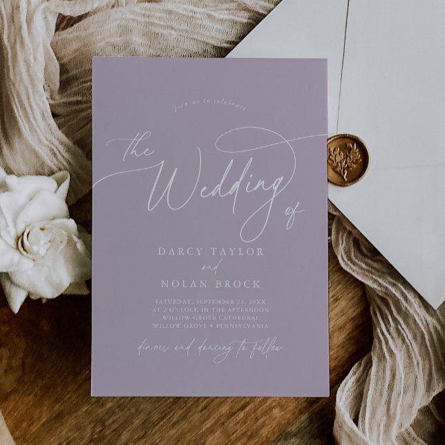 Élégant charme Lavande violet mariage Invitations (Créateur téléchargé)