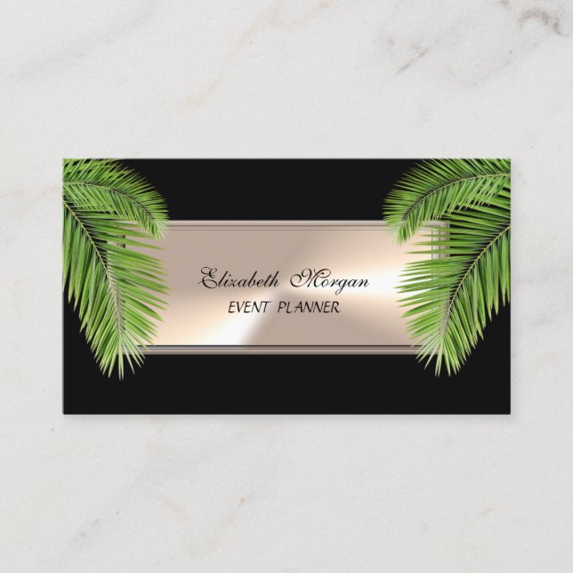 Elegant Charming Professional ,Black,Palm Tree Business Card (Front)