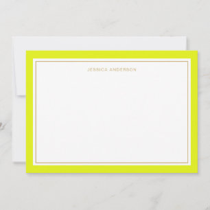 Elegant Chartreuse Gold Border Personalized Card