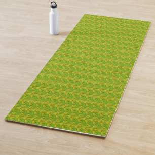 Elegant Chartreuse Green Floral Pattern Yoga Mat