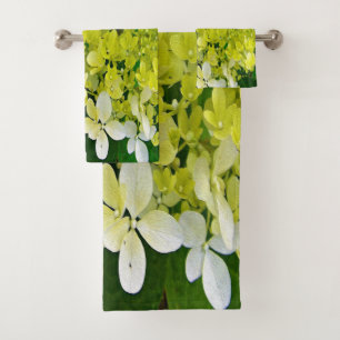 Elegant Chartreuse Green Limelight Hydrangea Bath Towel Set