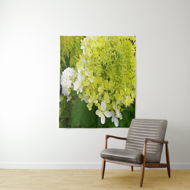 Elegant Chartreuse Green Limelight Hydrangea Tapestry (In Situ)