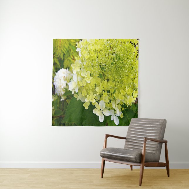 Elegant Chartreuse Green Limelight Hydrangea Tapestry (In Situ)
