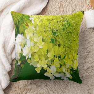 Elegant Chartreuse Green Limelight Hydrangea Throw Pillow