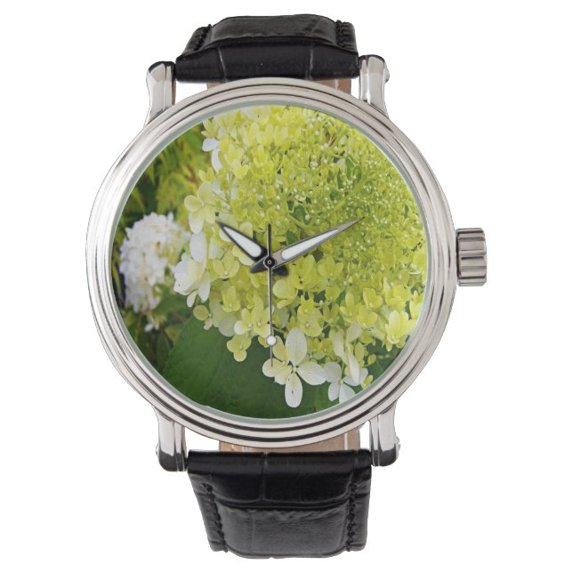 Elegant Chartreuse Green Limelight Hydrangea Watch (Front)