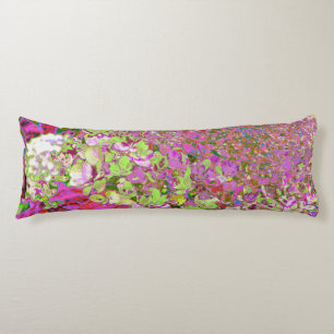Elegant Chartreuse Green, Pink and Blue Hydrangea Body Pillow