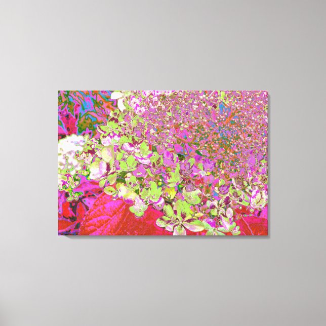 Elegant Chartreuse Green, Pink and Blue Hydrangea Canvas Print (Front)