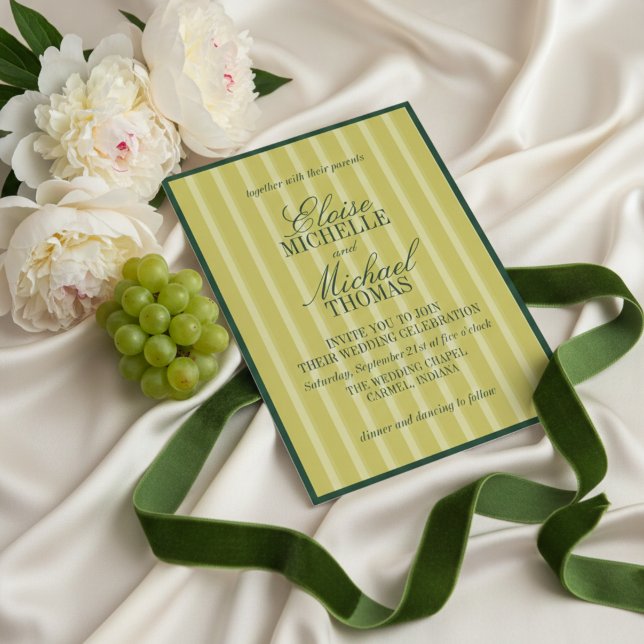 Elegant Chartreuse Stripe Pattern Formal Invitation (Elegant Chartreuse Stripe Pattern Formal Invitation
)