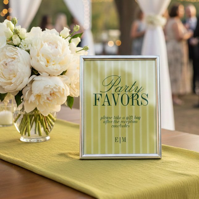Elegant Chartreuse Wedding Favour Take One Sign (*AI Generated Mockup  Of Elegant Chartreuse Wedding Favor Take One Sign)