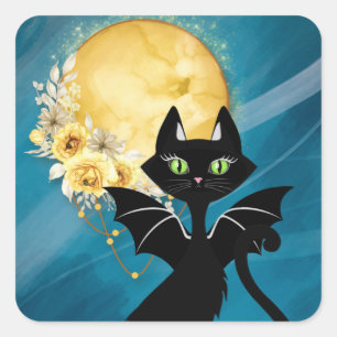 Élégant chat noir   Chat de chaume   Sticker Hallo