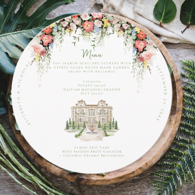 Elegant Chateau Floral Wedding Menu (Créateur téléchargé)